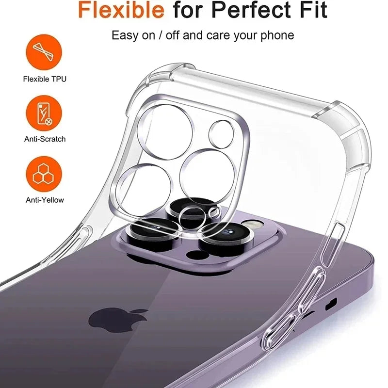 Shockproof Silicone Clear Phone Case For All iPhone
