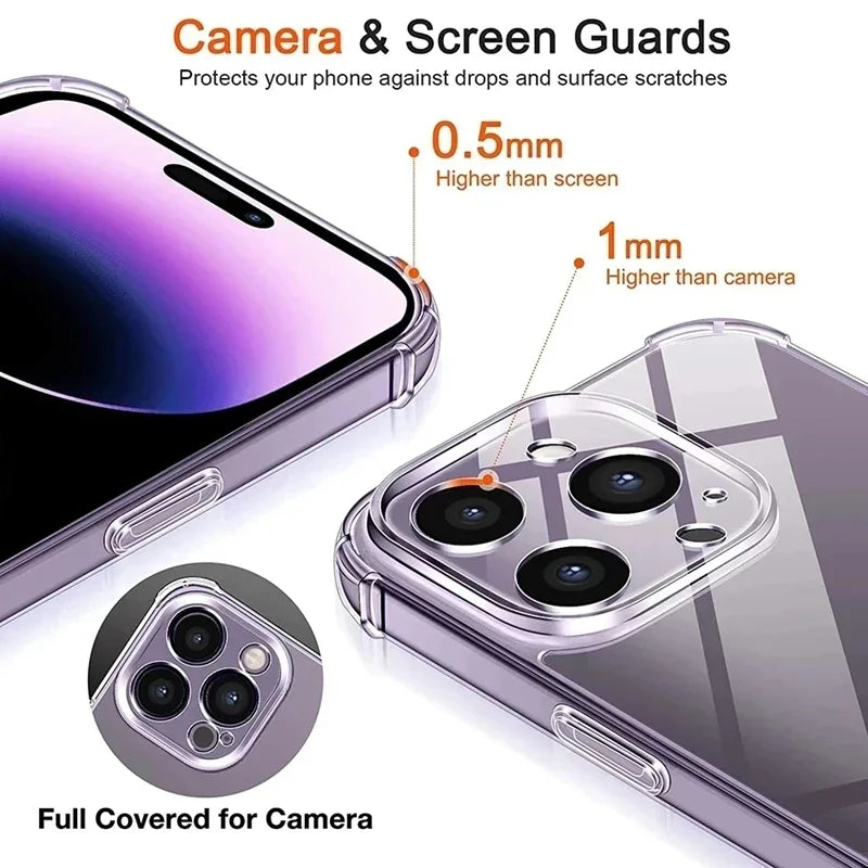 Shockproof Silicone Clear Phone Case For All iPhone